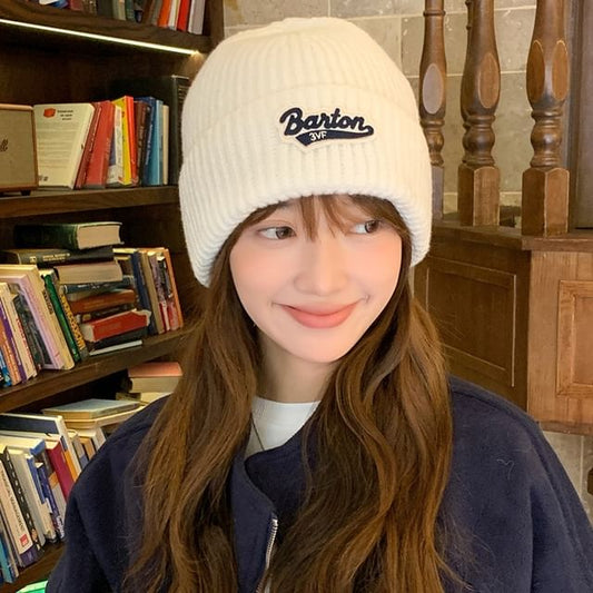 Beanie Lettering Knit Applique
