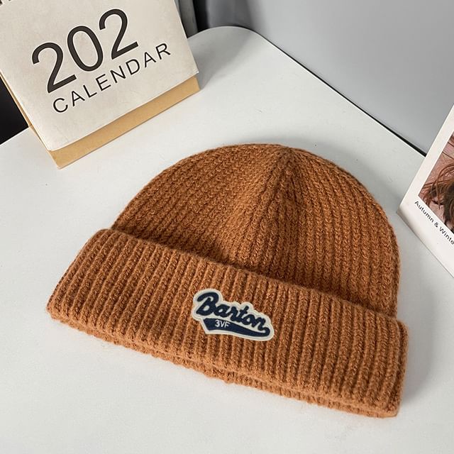 Beanie Lettering Knit Applique