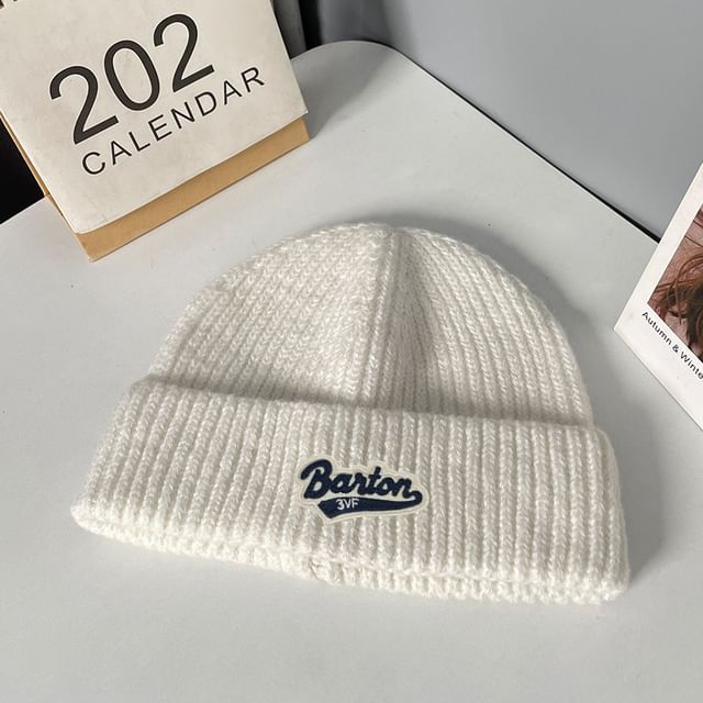 Beanie Lettering Knit Applique