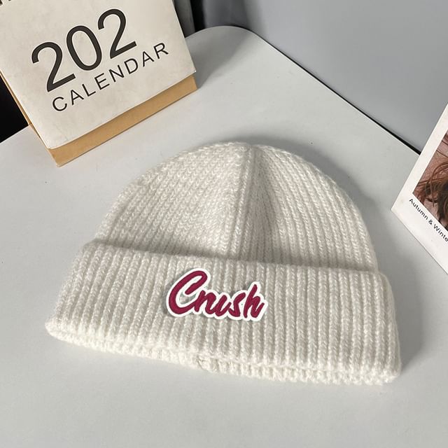 Knit Applique Lettering Beanie