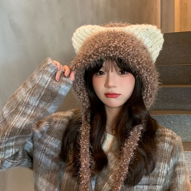 Cat Wool Ear Hat Trapper
