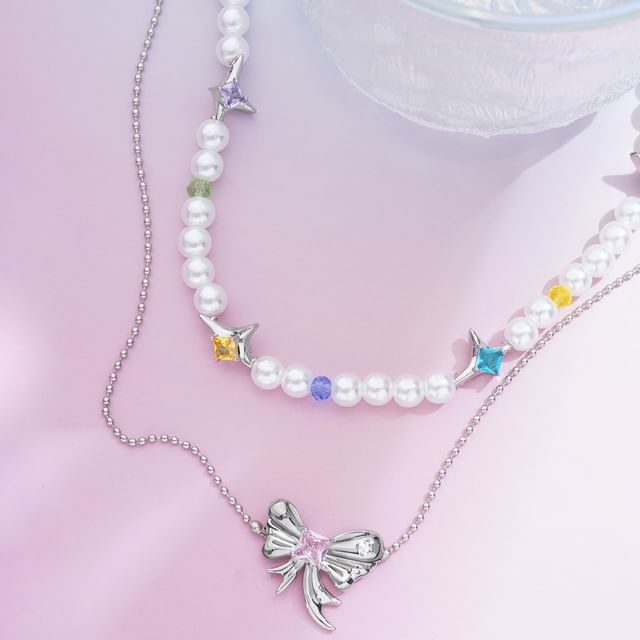 Necklace Layered Ribbon