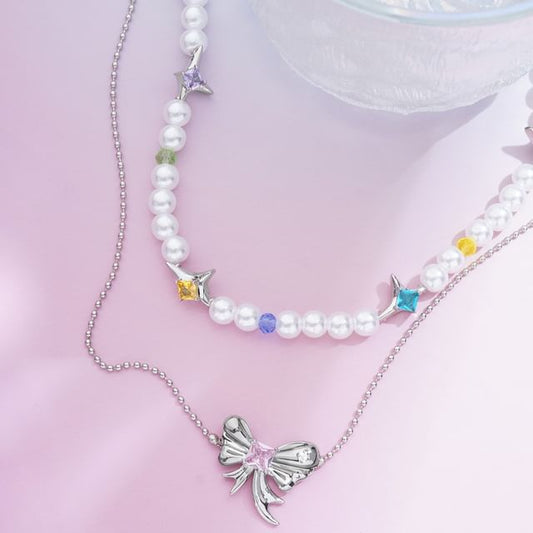 Necklace Layered Ribbon