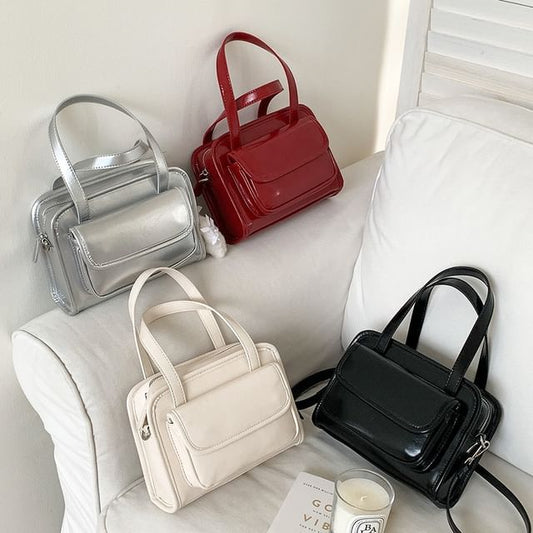 Faux Crossbody Leather Bag Multi-Pocket