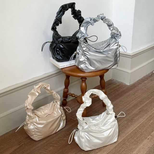 Drawstring Bag Ruched Shoulder