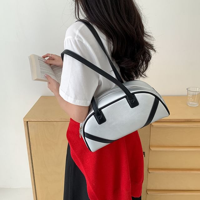 Bag Faux Leather Bowler Striped