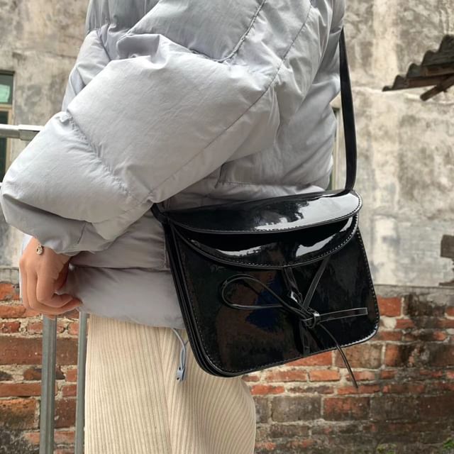 Flap Bag Bow Faux Leather Crossbody