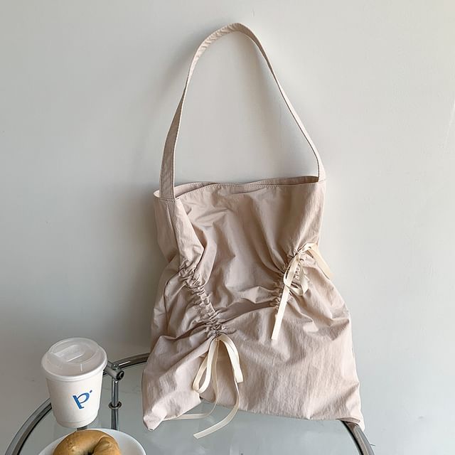 Shopper Bow Plain Drawstring Bag