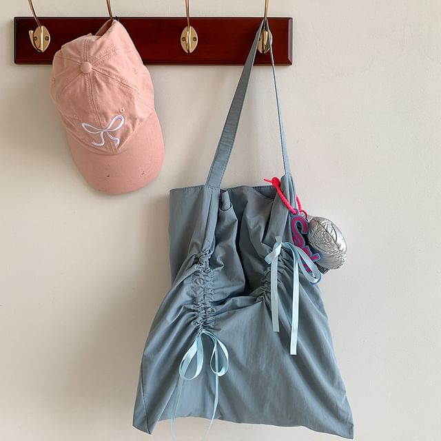Shopper Bow Plain Drawstring Bag