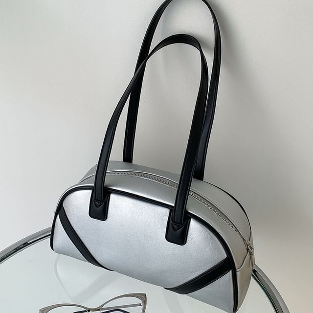 Bag Faux Leather Bowler Striped