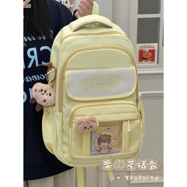 Lettering Print Transparent Panel Crossbody Tote Bag / Backpack