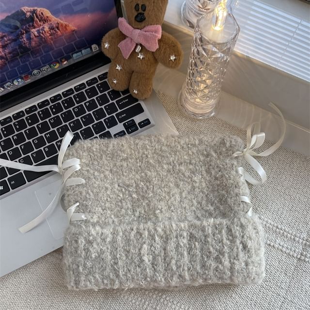 Lace Up Beanie Knit