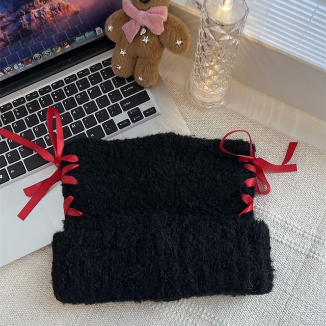 Lace Up Beanie Knit