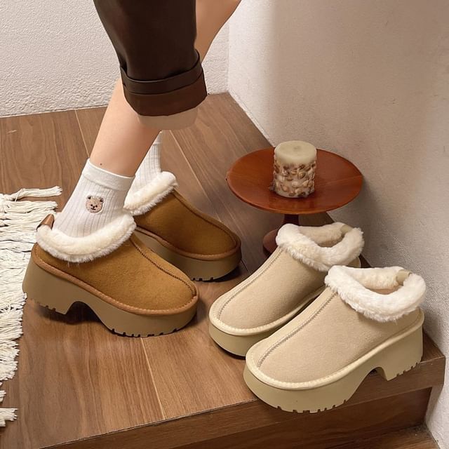 Ankle Platform Fleece-Lined Boots