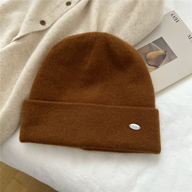 Metal Plate Knit Beanie