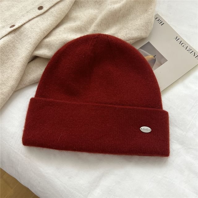 Metal Plate Knit Beanie