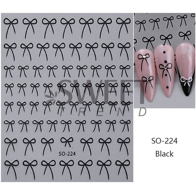 Bow Metallic Nail Art Stickers (Various Designs)