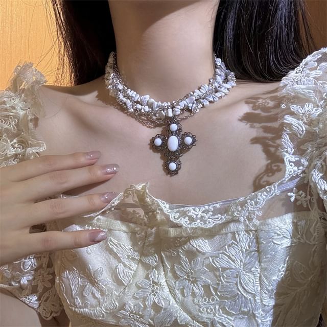 Beaded Necklace Cross