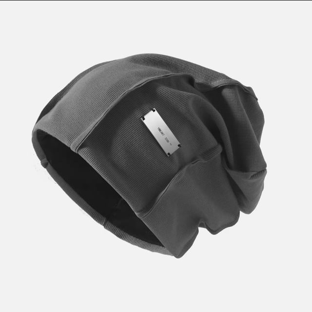 / Plain Knit Panel Beanie Ribbed