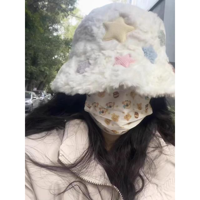 Faux Plain Bucket Star Hat Fur /