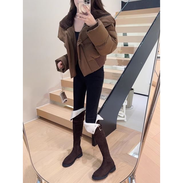 Platform Over-the-Knee Buckled Boots Plain