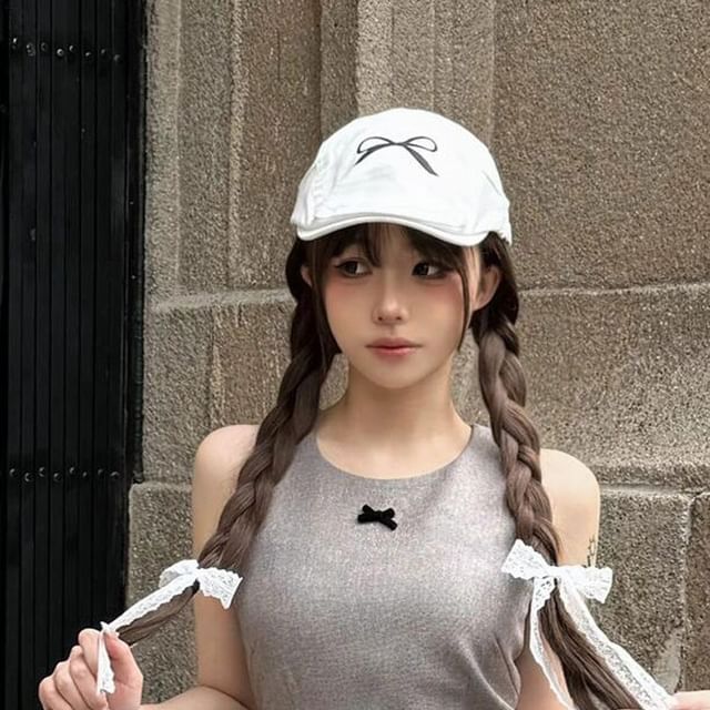 Cap Newsboy Print Bow