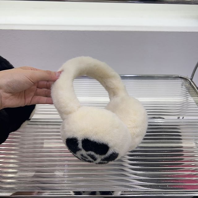 Floral Set Muffs Fluffy Print / Scarf Ear Bow