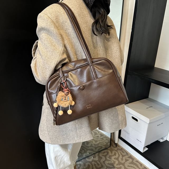 Lettering Charm Set Bag Faux Tote / Leather