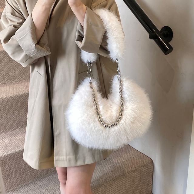 Bag Shoulder Beaded Fluffy