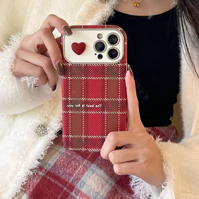 Plaid Case Phone Heart