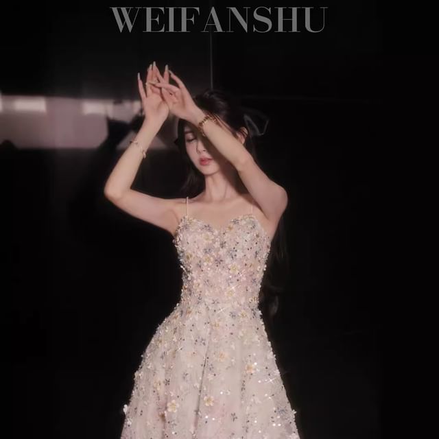 Gown Embroidered Evening A-Line Designs) Floral (Various Sequin