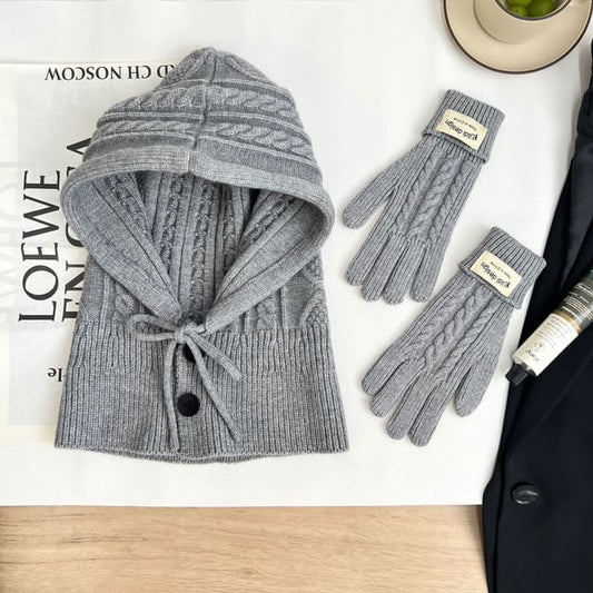 Set Knit Plain / Balaclava Gloves