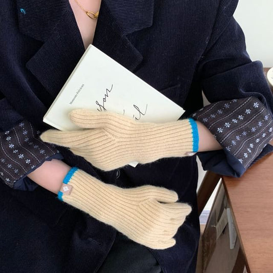 Two-Tone Gloves Knit Touchscreen
