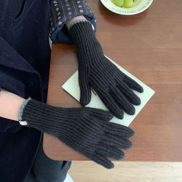 Two-Tone Gloves Knit Touchscreen