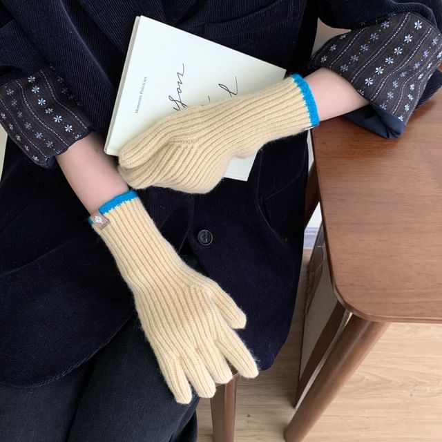 Two-Tone Gloves Knit Touchscreen