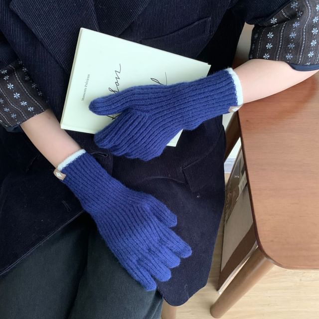 Two-Tone Gloves Knit Touchscreen