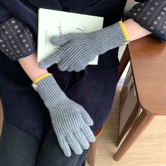 Two-Tone Gloves Knit Touchscreen