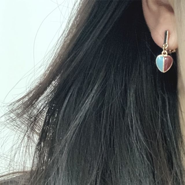 Earring Drop Heart Alloy Glaze