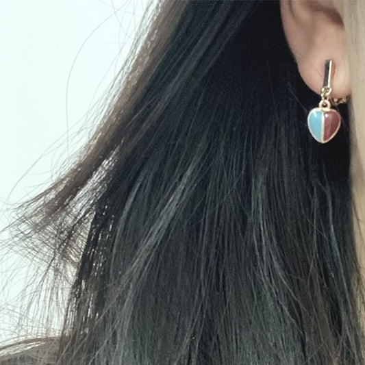 Earring Drop Heart Alloy Glaze