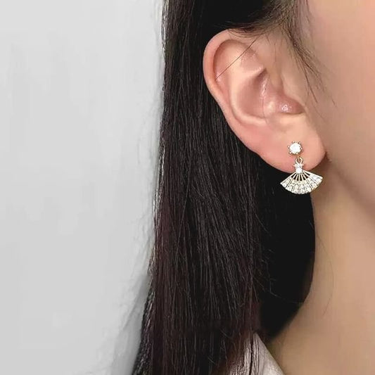 Alloy Earring Drop Rhinestone Fan