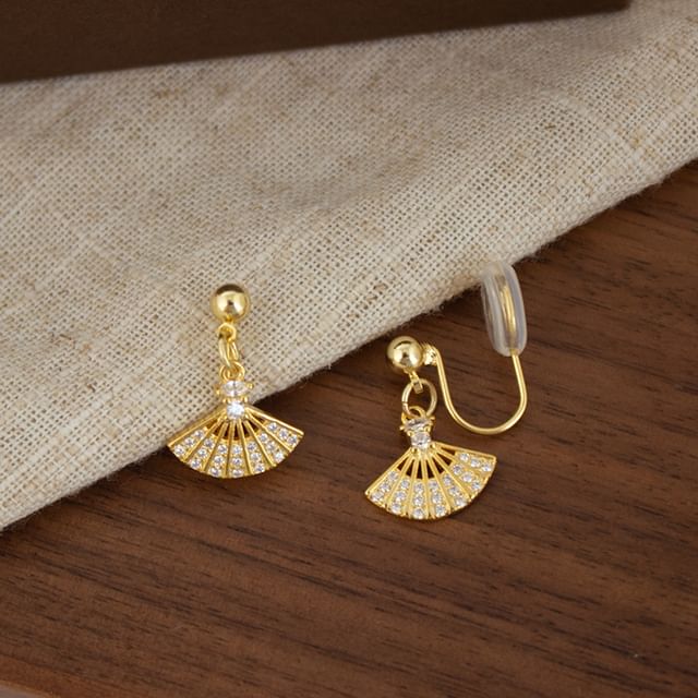 Alloy Earring Drop Rhinestone Fan