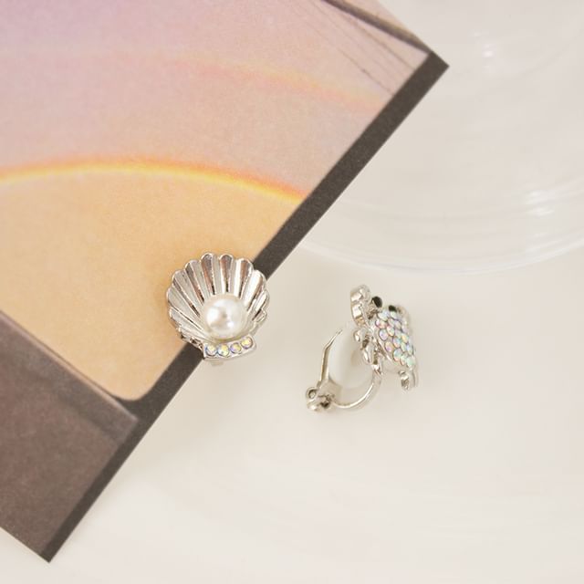 Stud Pearl / Shell Crab Starfish Faux Earring Rhinestone Alloy