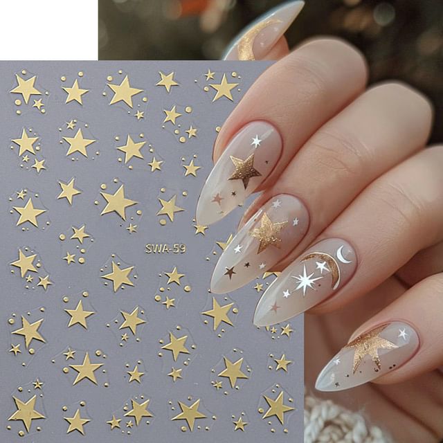 Star Metallic Nail Art Stickers