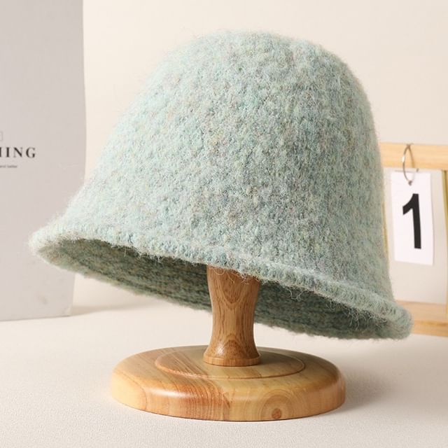 Hat Bucket Plain Fuzzy Knit