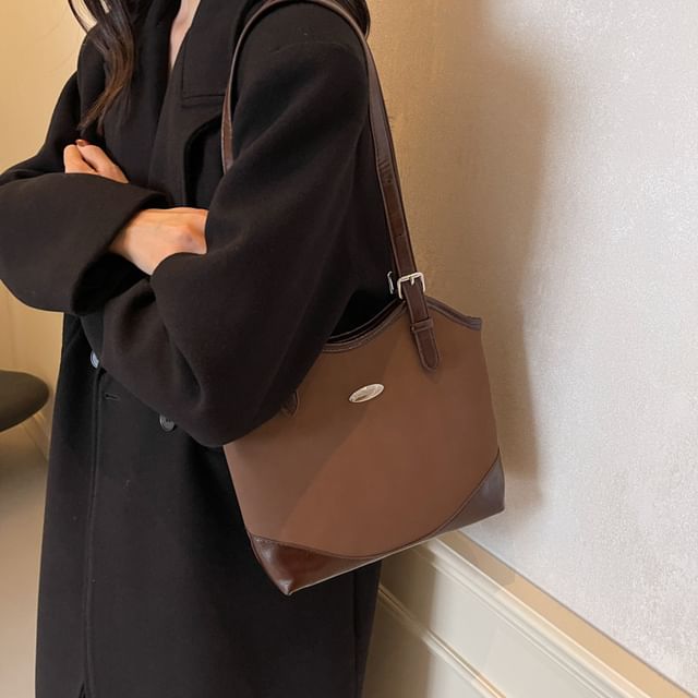 Tote Faux Bag Buckled Leather