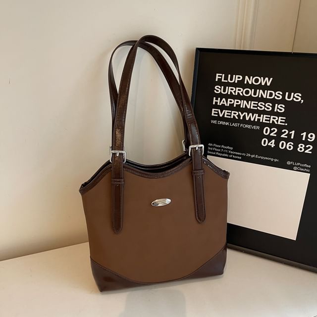 Tote Faux Bag Buckled Leather