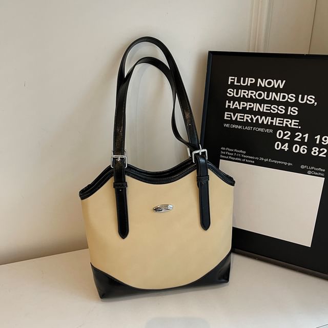 Tote Faux Bag Buckled Leather