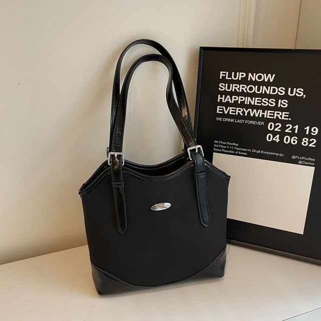 Tote Faux Bag Buckled Leather