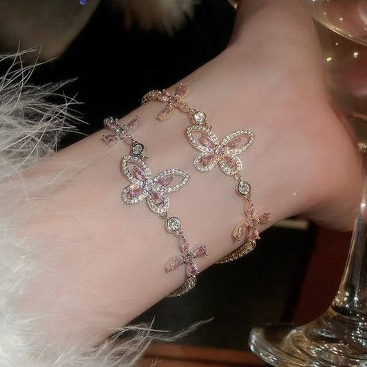 Bracelet Floral Butterfly Rhinestone