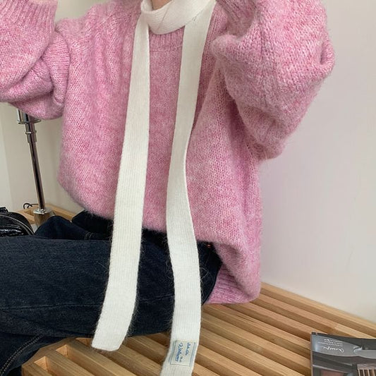 Knit Plain Narrow Scarf